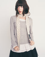 dot frill layered top / gray