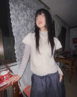 (2color) Pocket Wool Flare Half-Sleeve Cardigan