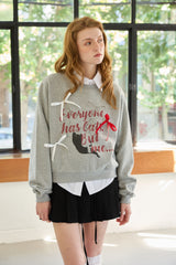  CHARLOTTE CAT RIBBON SWEATSHIRT / MELANGE