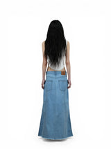 SLIT MAXI DENIM SKIRT (ICE BLUE)