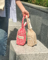 【MADE】チェック柄防水タンブラークロスバッグ