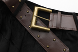 Metal Belt Layered Uneven Skirt