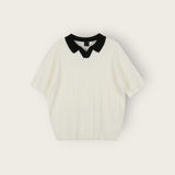 ASCLO Twist Open Collar Short Sleeve Knit (3color)