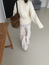 ねこ起毛フラワーストリングパンツ(2c)