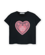 レースハートTシャツ_ブラック