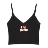 I Love Girl　vネックスリーブレスクロップトップ