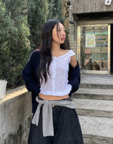 Lao Punching Ruffle Blouse