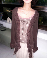 (2color) Ruffle Lace Soft Cardigan