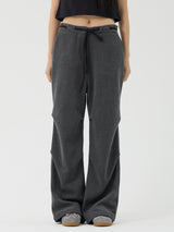 Chin Non-Obi Low-Rise Pants, Charcoal