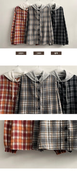 Lonty Layered Hooded Checkered Shirt