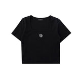 スクエアネッククロップハーフTシャツ [BLACK]