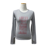 バッジレタリングスリムフィットロングスリーブTシャツ (3 Colors)