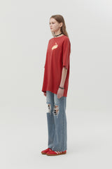 MELTING CHERRY PIGMENT WASHING T-SHIRT [RED]