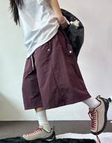 HIGH QUALITY💜SNAP NYLON BERMUDA PANTS 💚🤍🤎🖤6COLOR