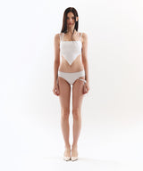 Ribbon Halter Cone Tube Top Bikini Bra (White)