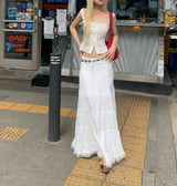maxi white long skirt