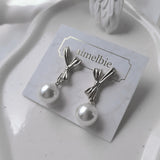 [Red Velvet スルギ Earrings] ダリアリボン＆パールピアス - Silver Color