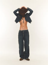 CROP DENIM JACKET (FOR UNISEX)