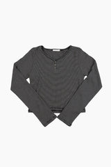 Bane stripe henley crop tee