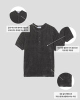 Boel Velour Ribbed Henley Short Sleeve