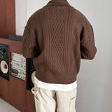 Premium] LMN Fisher Cable Collar Zip-Up Knitwear (3 colors)