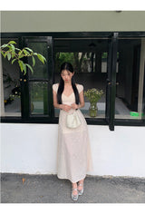 Ivory Punching Layered Long Dress