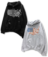 AMERICA FLAG Vintage Stud Hoodie_Black