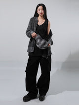 (UNISEX) ダイメッシュフードジップアップニット