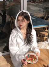 [UNISEX] テリーベーシックルーズフィット2WAYフードジップアップ (4color)