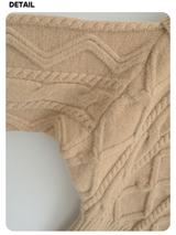 Fair Isle Off-Shoulder Twisted Knitwear