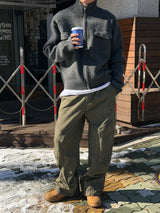 Two pocket high neck knit zip up(2color)
