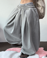 ストリング 🤎 オーバーロングワイドクロスプレートバルーンロングパンツ🤎🤍🩶🖤 - 4 カラーズ