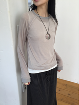 ミニューシースルーウール切開長袖Tシャツ(4c)