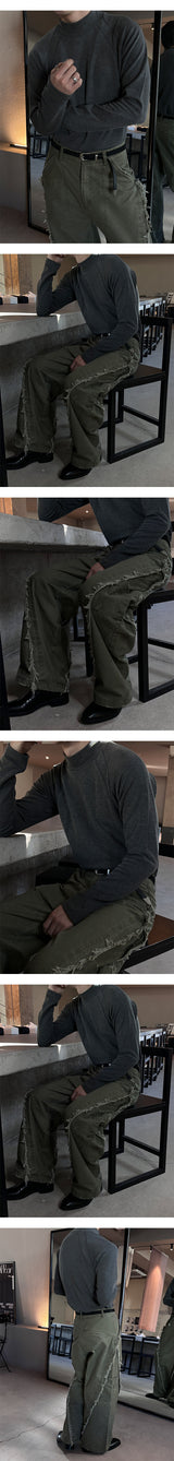 [MUSCLE FIT] Curved line half pola sleeves(3color)