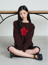 STAR BUTTON KNIT - BROWN