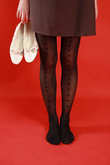 valentine heart black tights