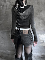 vintage washed slim hood zip-up