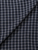 BUTTON CHECK FRILL BLOUSE(BLUE)