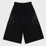Palm Tree Appliqué Bermuda Sweat Pants Black
