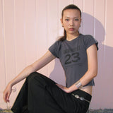 Number Stretch Tee chacol