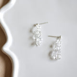 Pebble White Crystal Silver 925 Pierce handmade