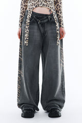 YEEL SIDE CUBIC DENIM PANTS GREY