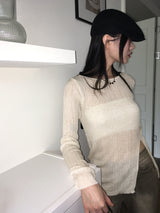 Lohil button slit ribbed see-through knit