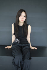 NYLON RUFFLE PANTS (BLACK)