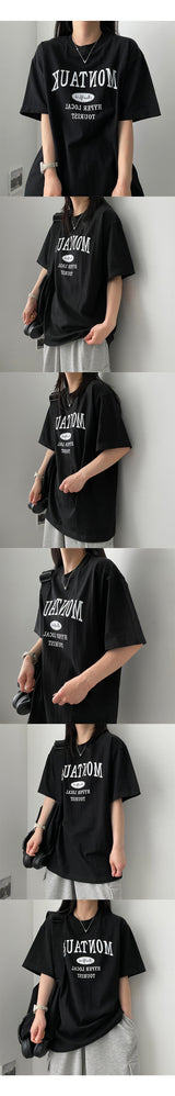 Ica レタリング半袖Tシャツ