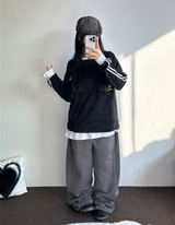 HIP TWO LINE NUMBERING LONG SLEEVE T-SHIRT💙🤍🖤3COLOR