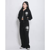 CHRYSTHEMUM HOODIE ZIP UP (BLACK)