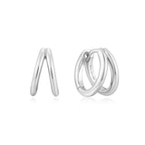 Double 925 Silver +Rhodium plating Hoop Ring Earring E059-14H