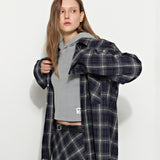 Oversized Check Shirt Blue