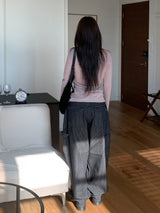 Cats Stripe Balloon Fit Wide Carpenter Pants 